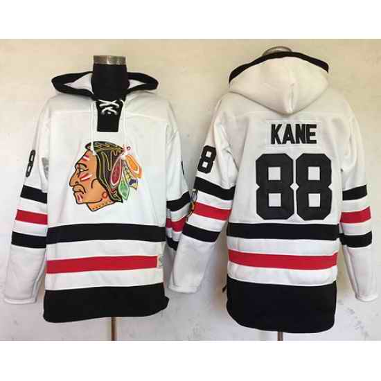 Men Chicago Blackhawks 88 Patrick Kane White Sawyer Hooded Sweatshirt 2017 Winter Classic Stitched NHL Jersey